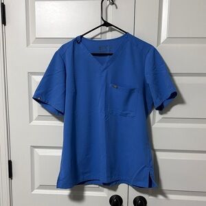 Figs Blue V-Neck Scrub Top